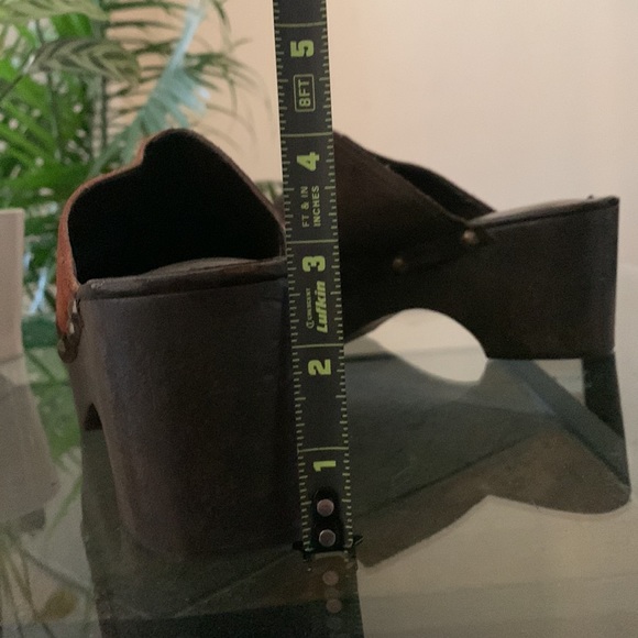 Y2K 90s FRANCO SARTO Chunky Suede Color-Block Studded Clog - Picture 8 of 11